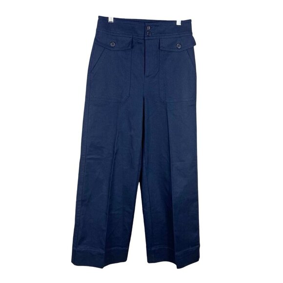 J.Crew Women's 4 Wide Leg Sailor Pants Navy EUC Inseam 30" - Picture 3 of 11